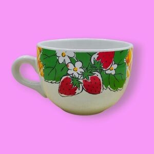 Vintage 1996 Strawberry Floral Large Coffee Mug Cup